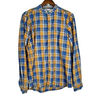 Lee Cooper Men's Plaid Button Up Shirt Large Casual Blue Gold